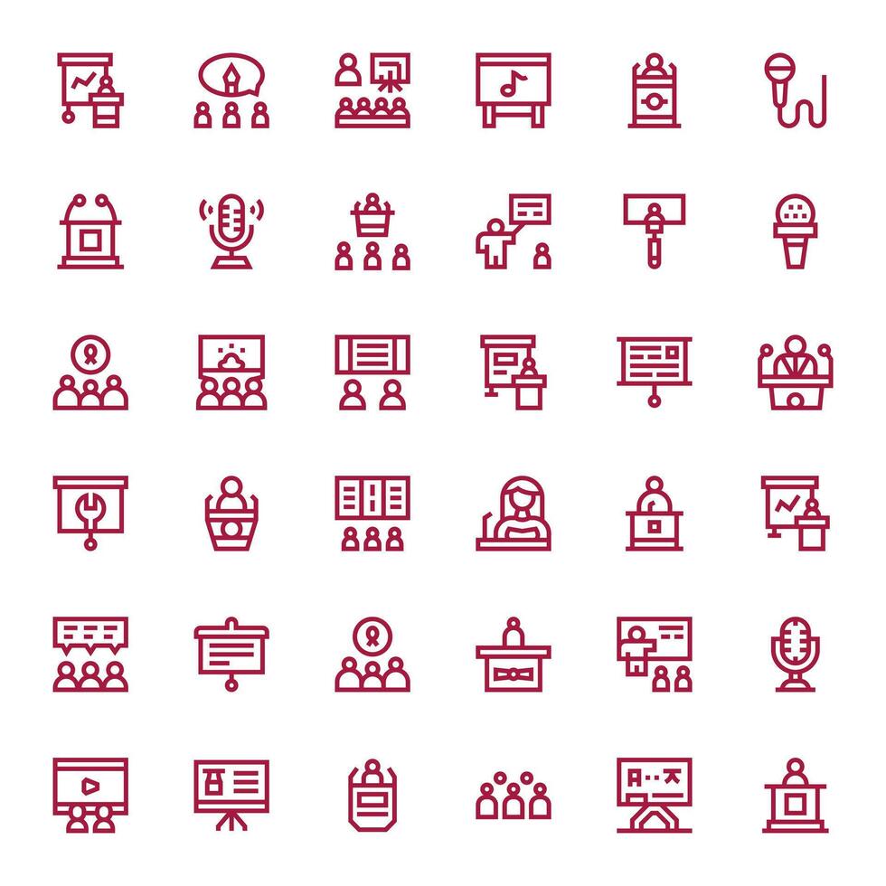 36 Editable Bold Line Icons designed for Lecture Interface vector