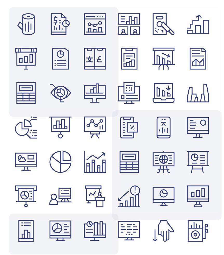 42 íconos para Estadísticas optimizado en píxel alineado 256x256 regular línea resolución vector