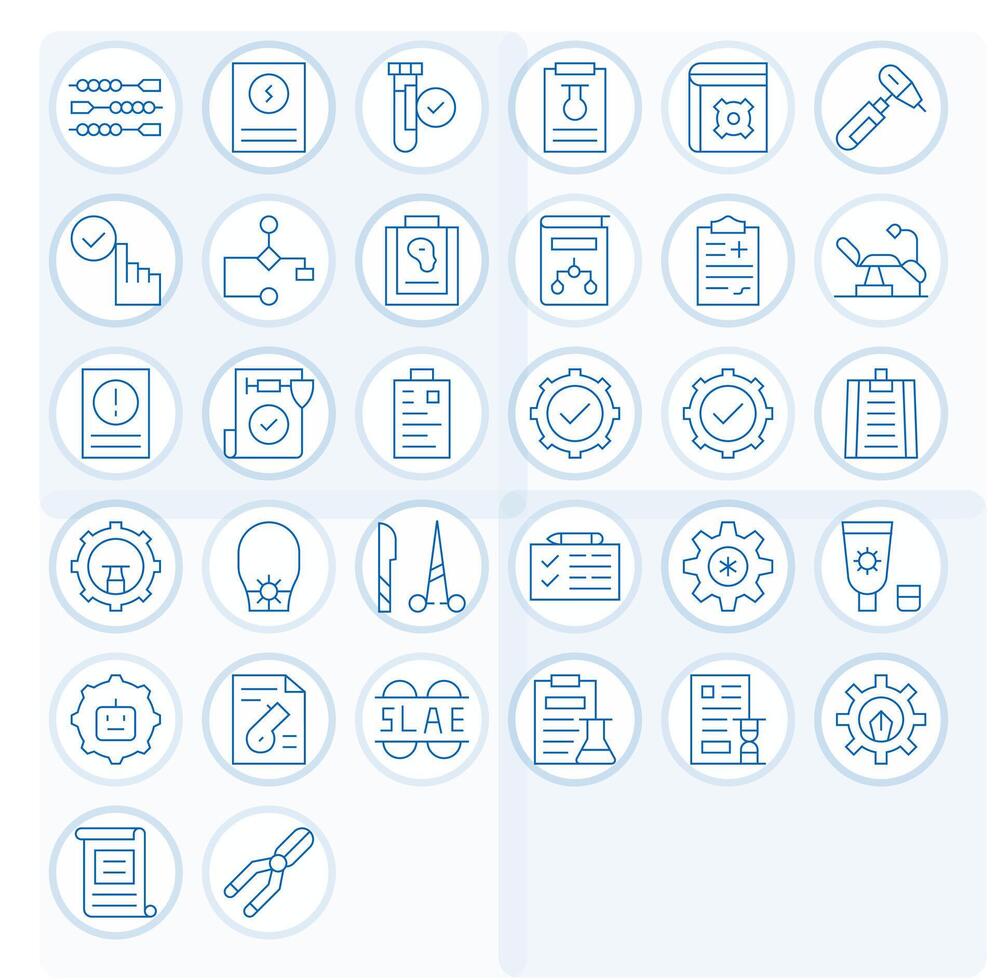 Procedure Scalable Set featuring 32 Display Perfect Thin Line High Resolution Icons vector
