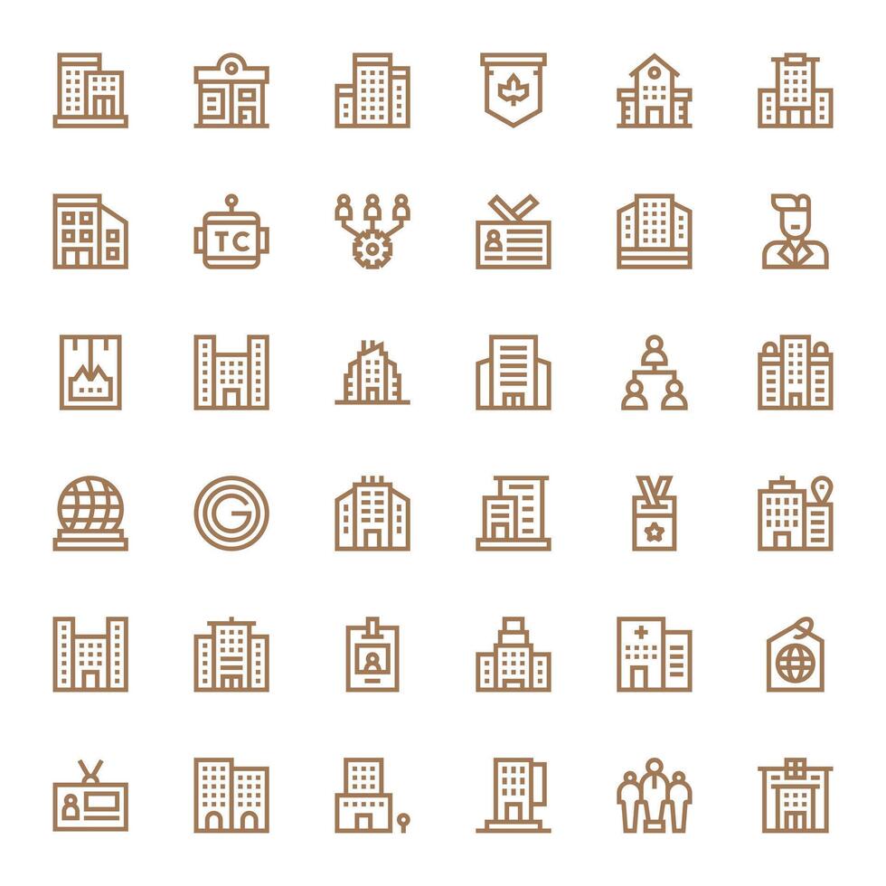 36 píxel optimizado íconos temática alrededor empresa en alto resolución negrita línea formato vector