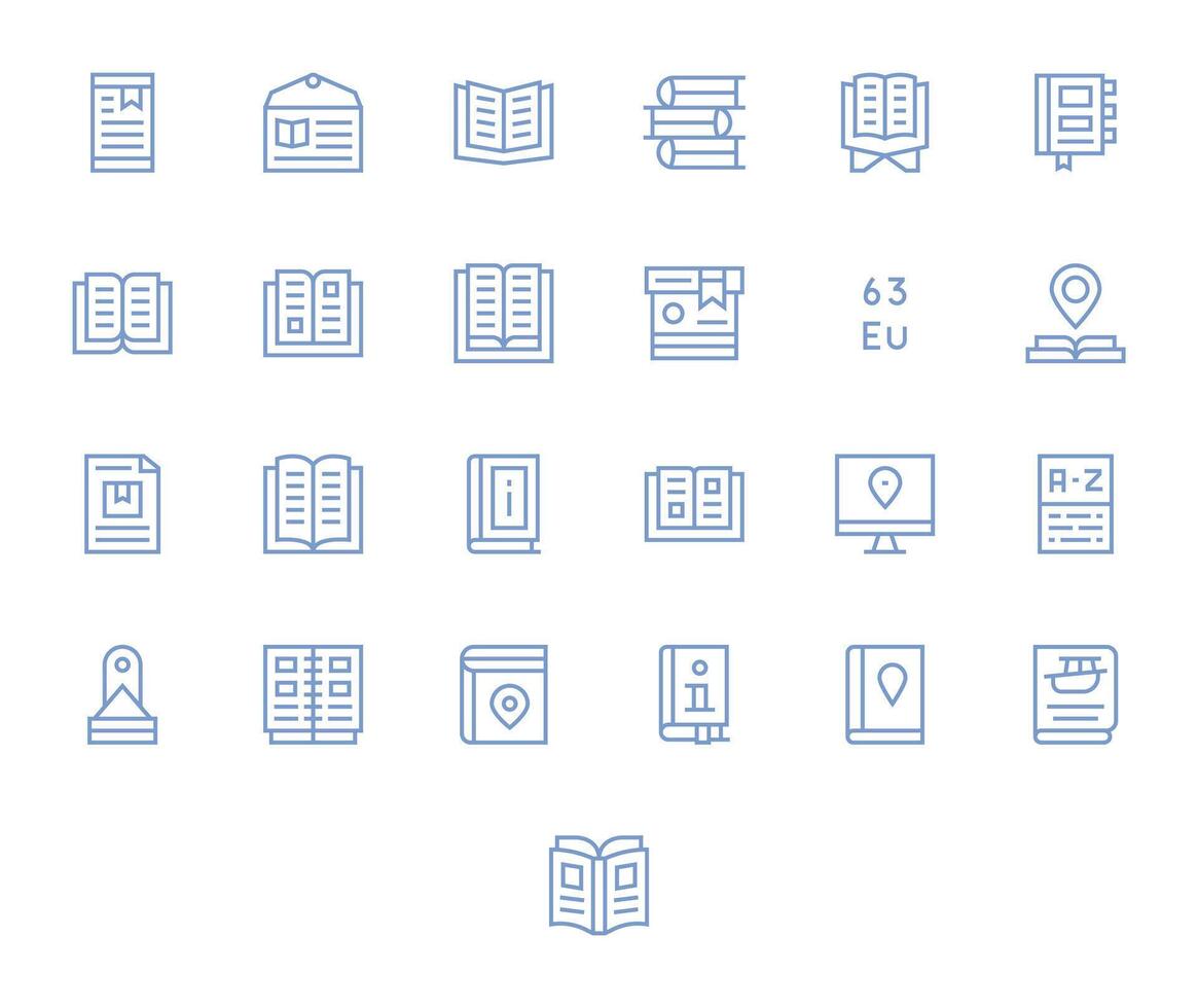 Reference Icon Set with 25 Regular Line 128x128 Pixel Optimized Graphics vector