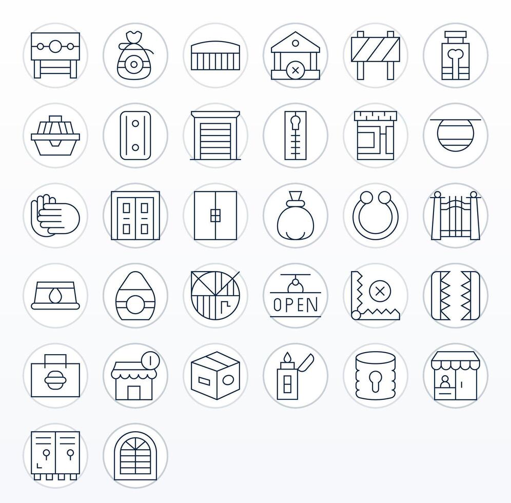 32 128x128 Thin Line Grid Fitted Icons for Closed Projects vector