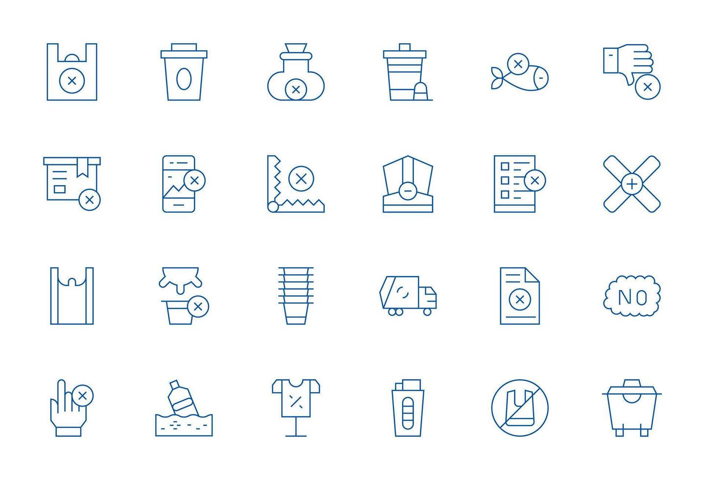 Refuse Icon Set with 24 Thin Line 256x256 Editable Graphics vector