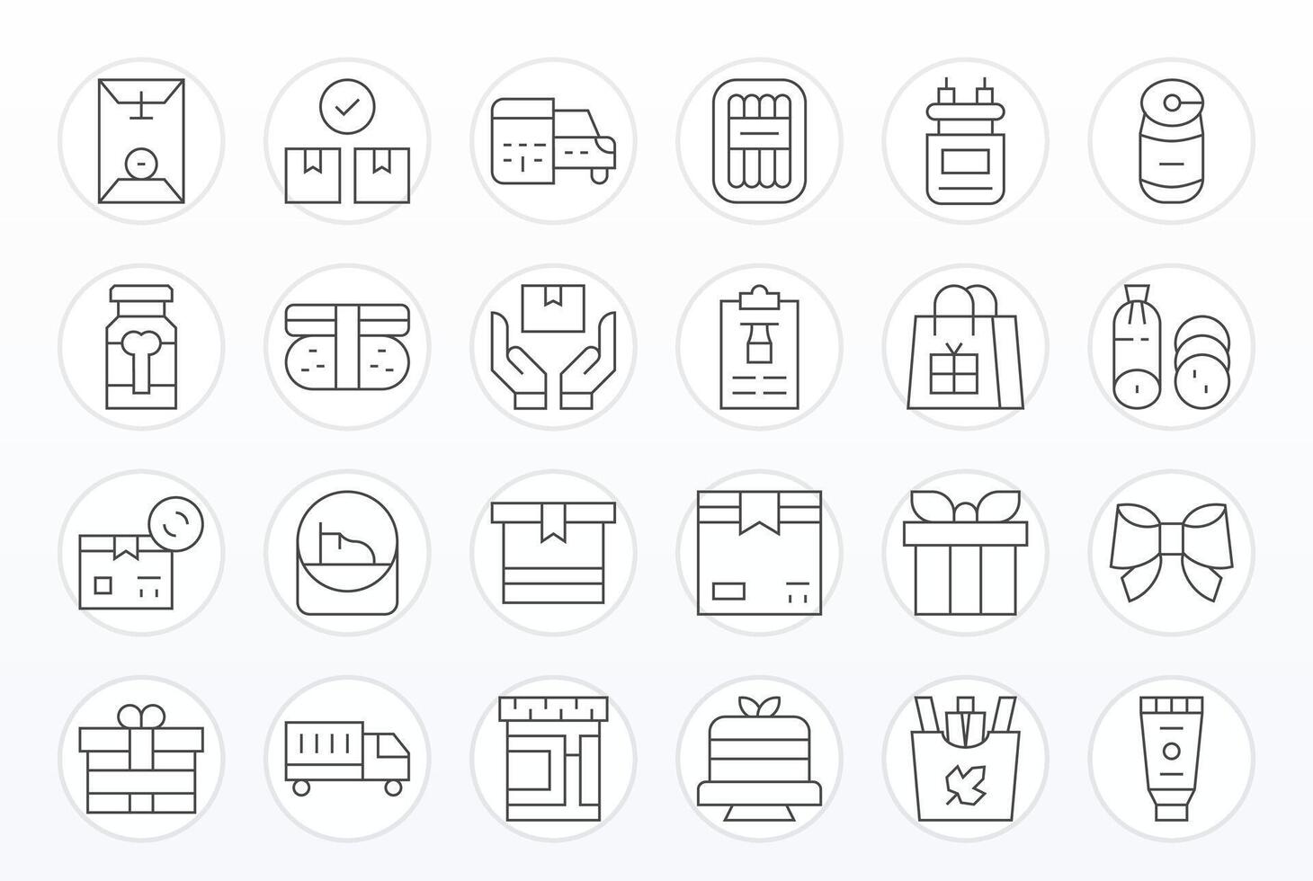 24 High Resolution Thin Line Icons for Package with Display Perfect precision vector