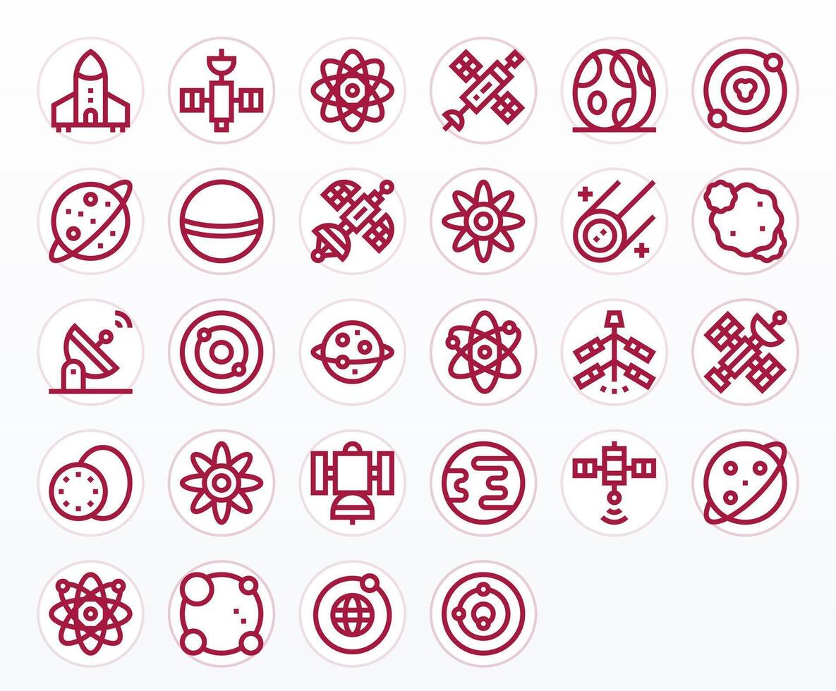 orbita escalable conjunto presentando 28 píxel optimizado negrita línea retina Listo íconos vector