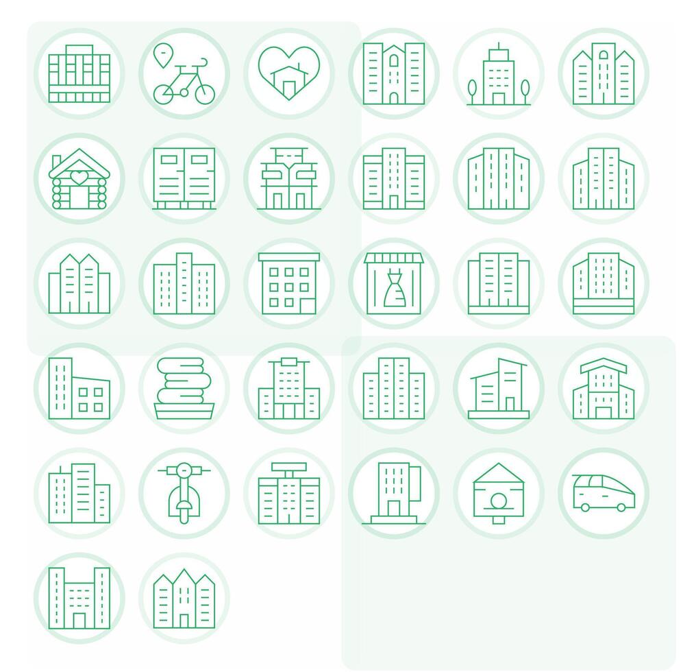 32 Thin Line Pixel Optimized Icons tailored for Rental 64x64 interface vector