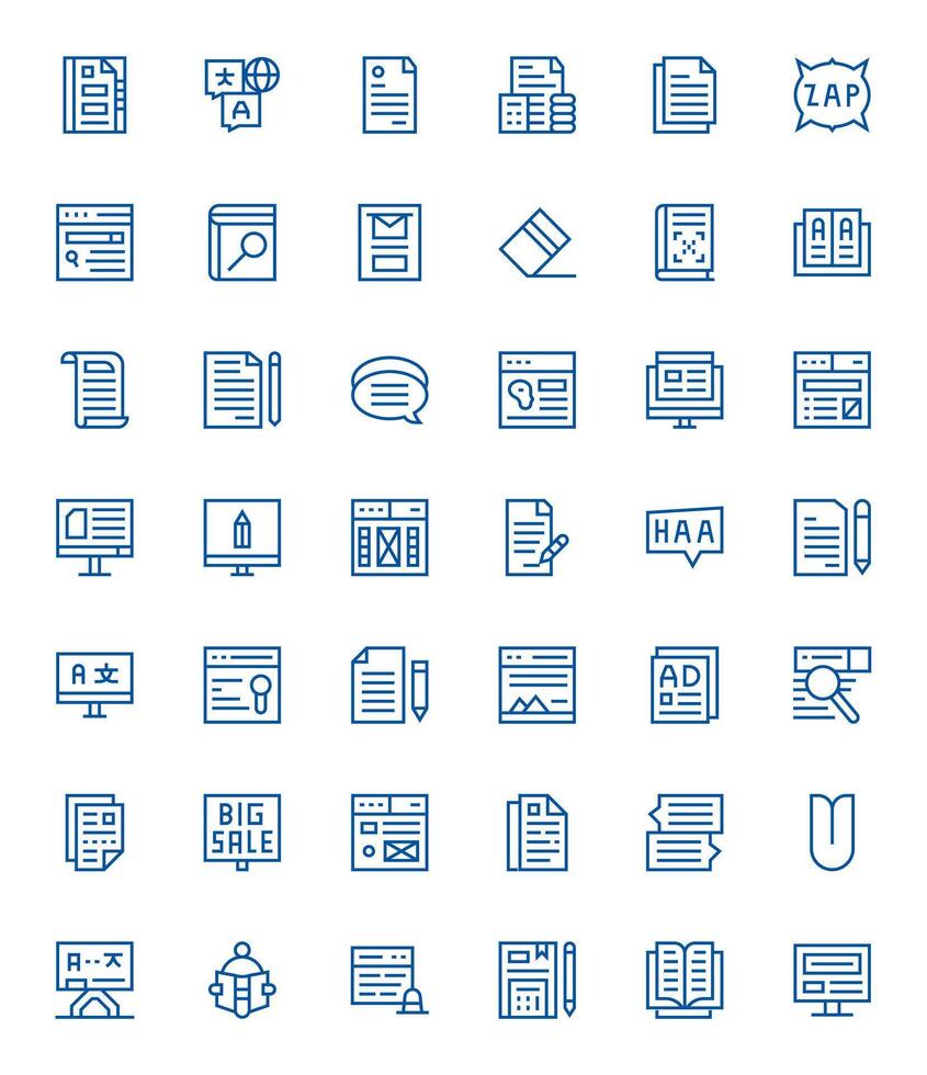 42 Regular Line Editable Icons crafted for Text 256x256 applications vector