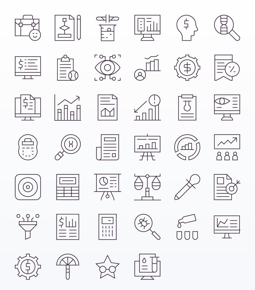 Analysis Complete Package with 40 High Resolution Thin Line Detail Enhanced Icons vector