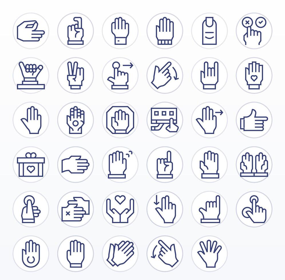 Gesture Complete Package with 35 64x64 Regular Line Pixel Optimized Icons vector