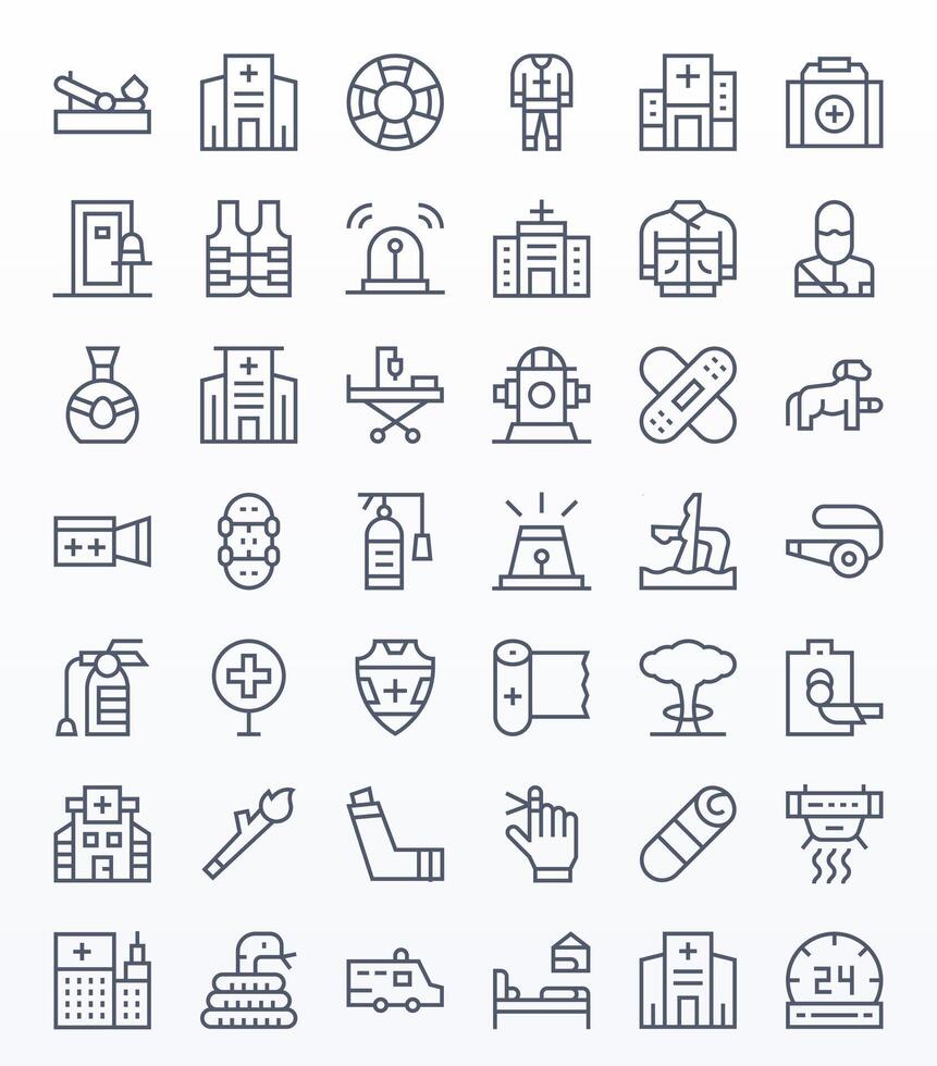 42 Regular Line Display Perfect Icons crafted for Emergency 64x64 applications vector