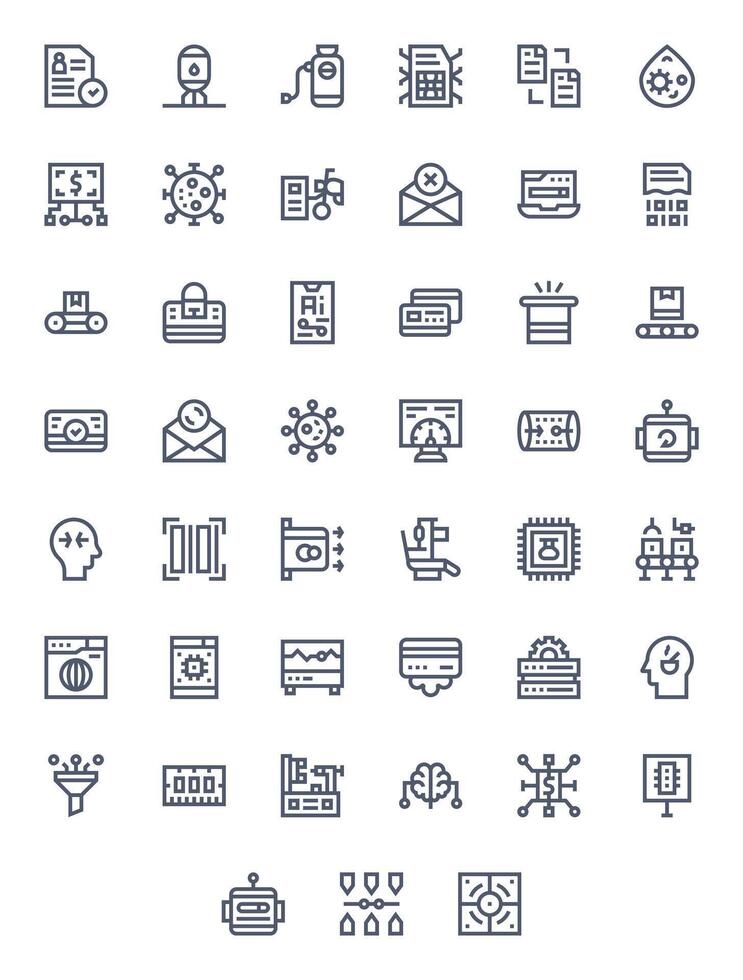 45 Pixel Optimized Bold Line Icons from Processing Collection vector
