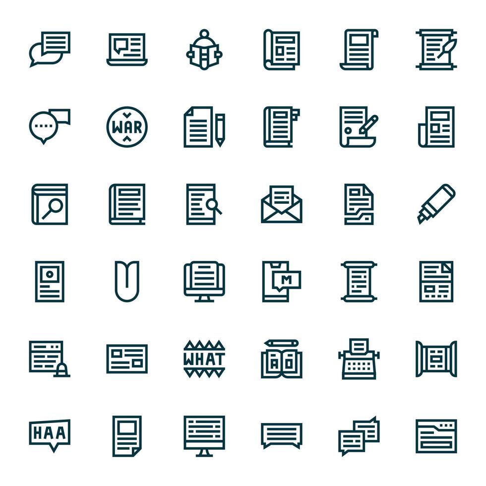 Text Icon Repository containing 36 Bold Line High Resolution PIXEL Perfect graphics vector