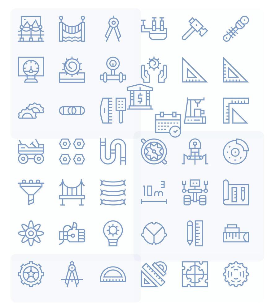Ingenieria icono colección presentando 42 píxel alineado alto resolución regular línea diseños vector