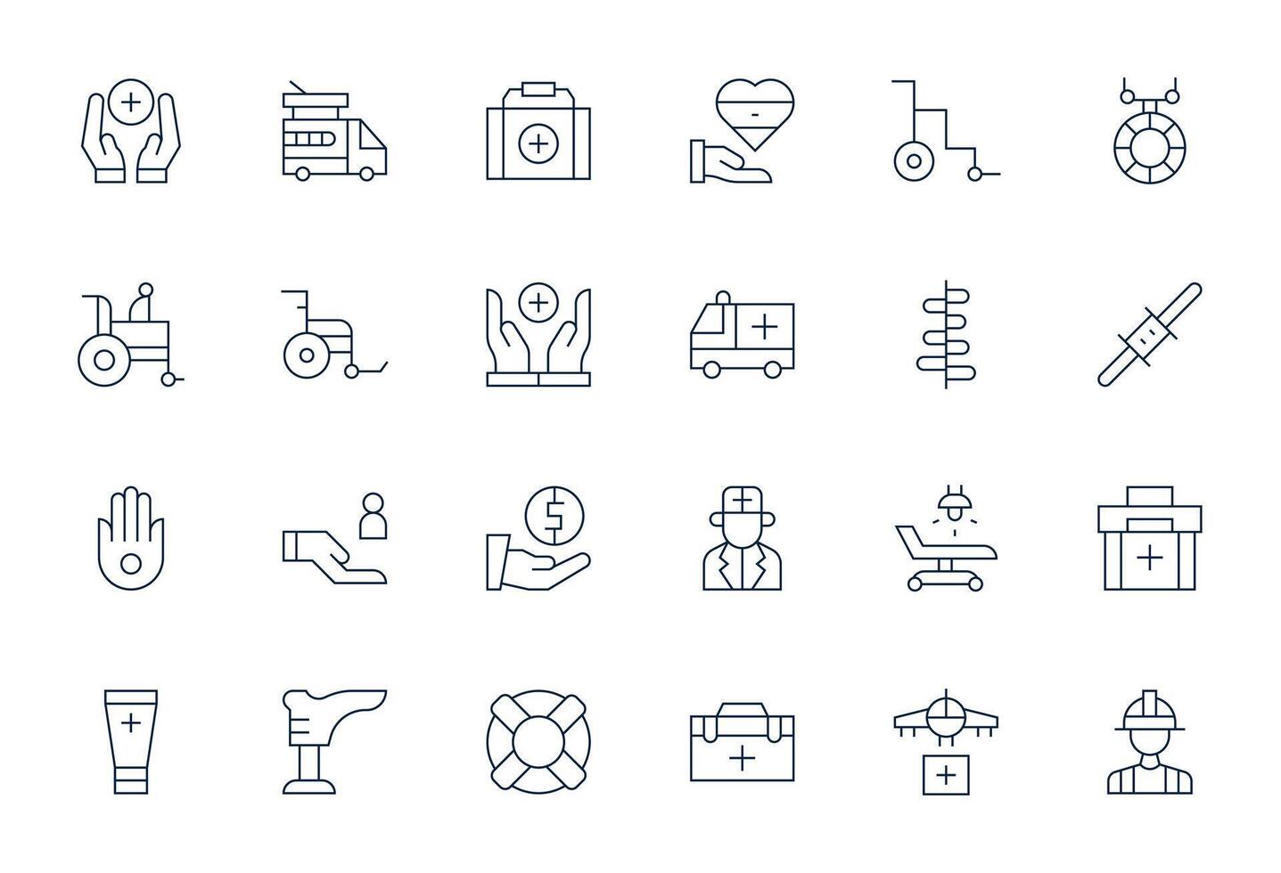 ayuda píxel optimizado conjunto con 24 128x128 Delgado línea íconos vector