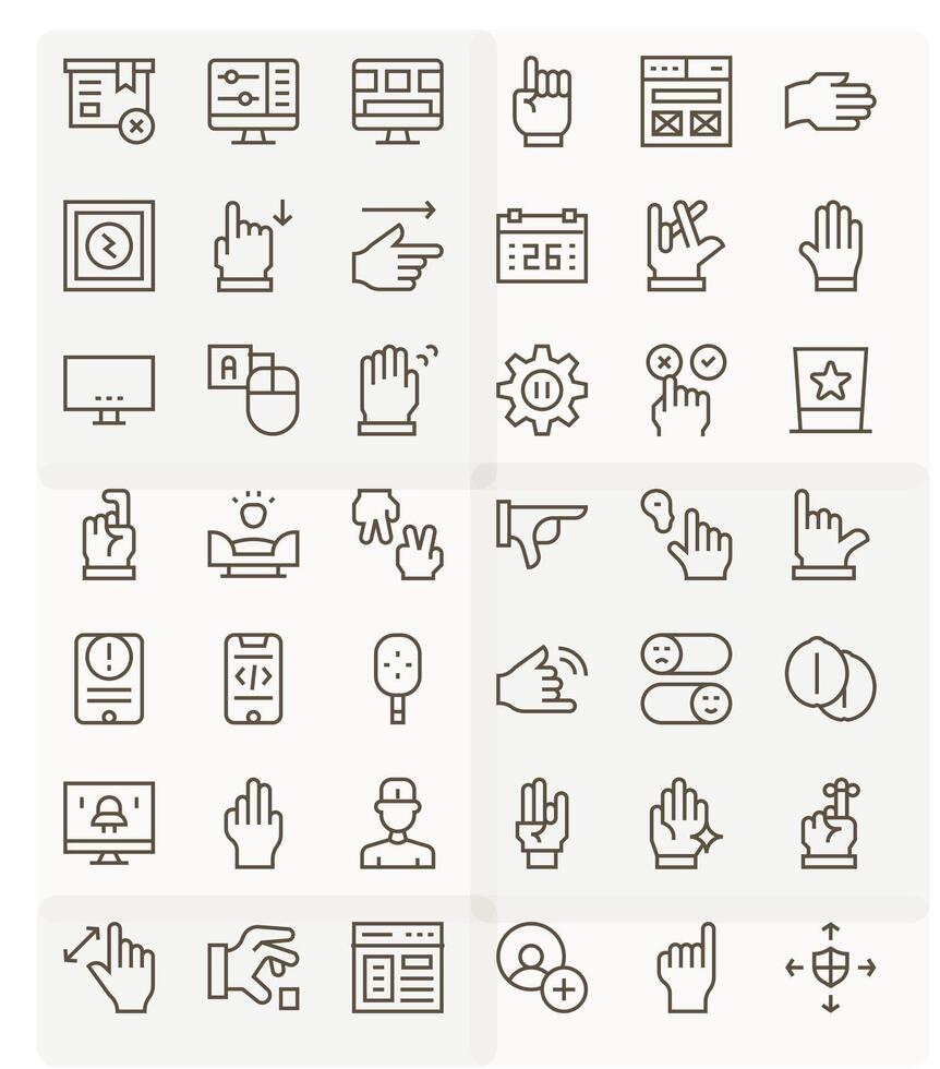 Ui Icon Collection featuring 42 Display Perfect 256x256 Regular Line Designs vector