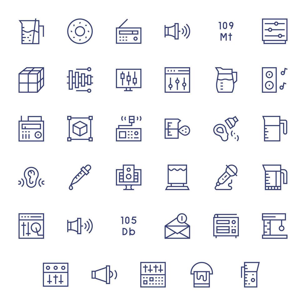 35 Regular Line Icons from Volume in 64x64 Display Perfect Quality vector