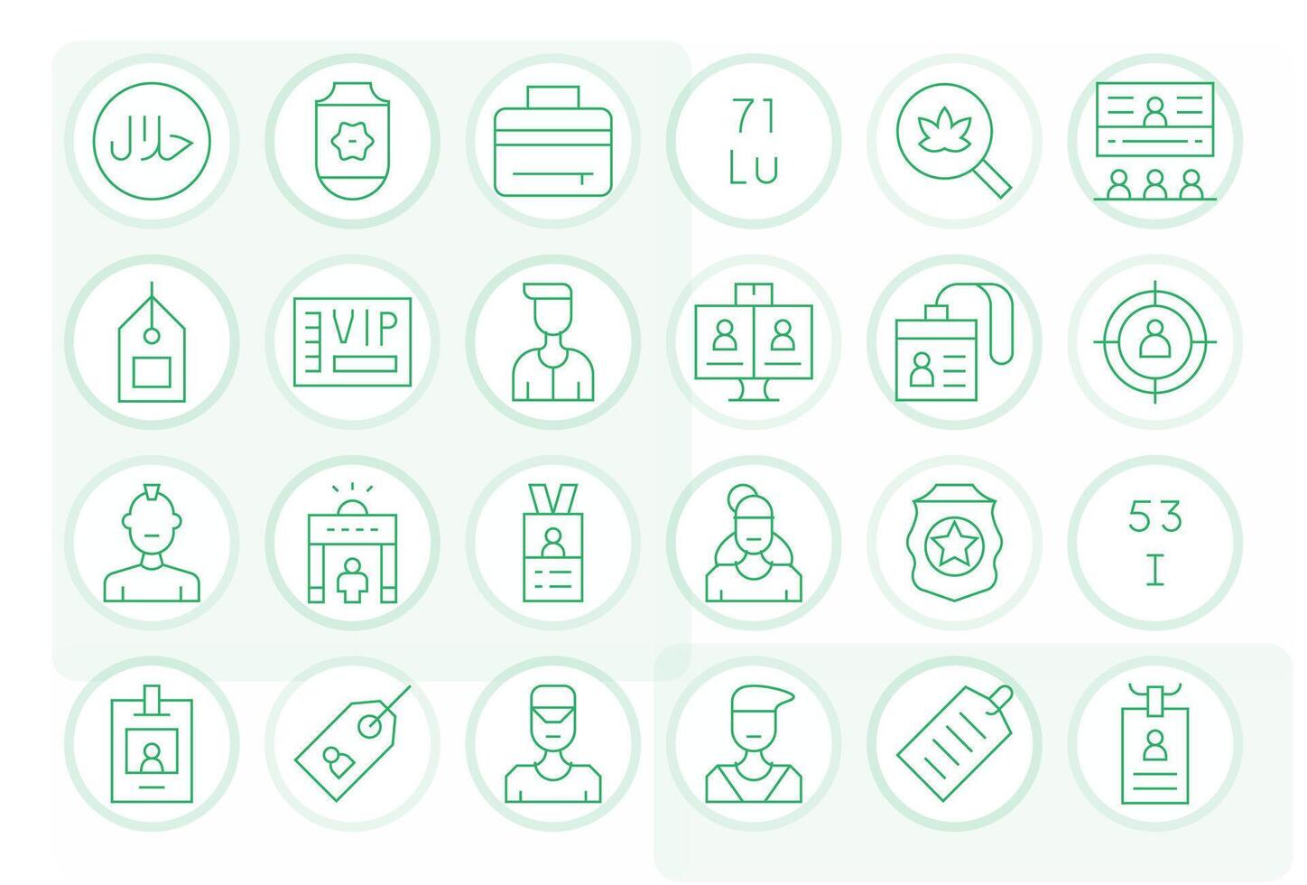 24 íconos para identificación optimizado en píxel alineado 128x128 Delgado línea resolución vector