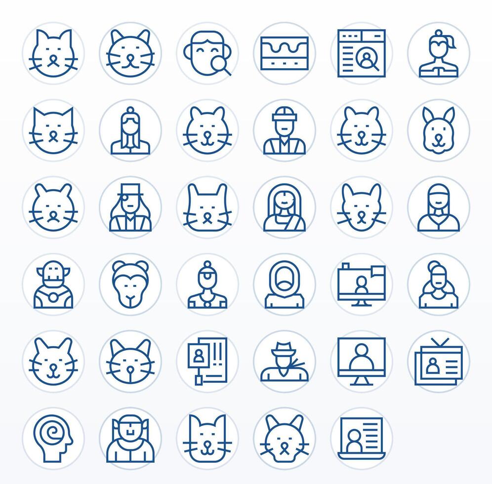 perfil ver editable conjunto con 35 128x128 regular línea íconos vector