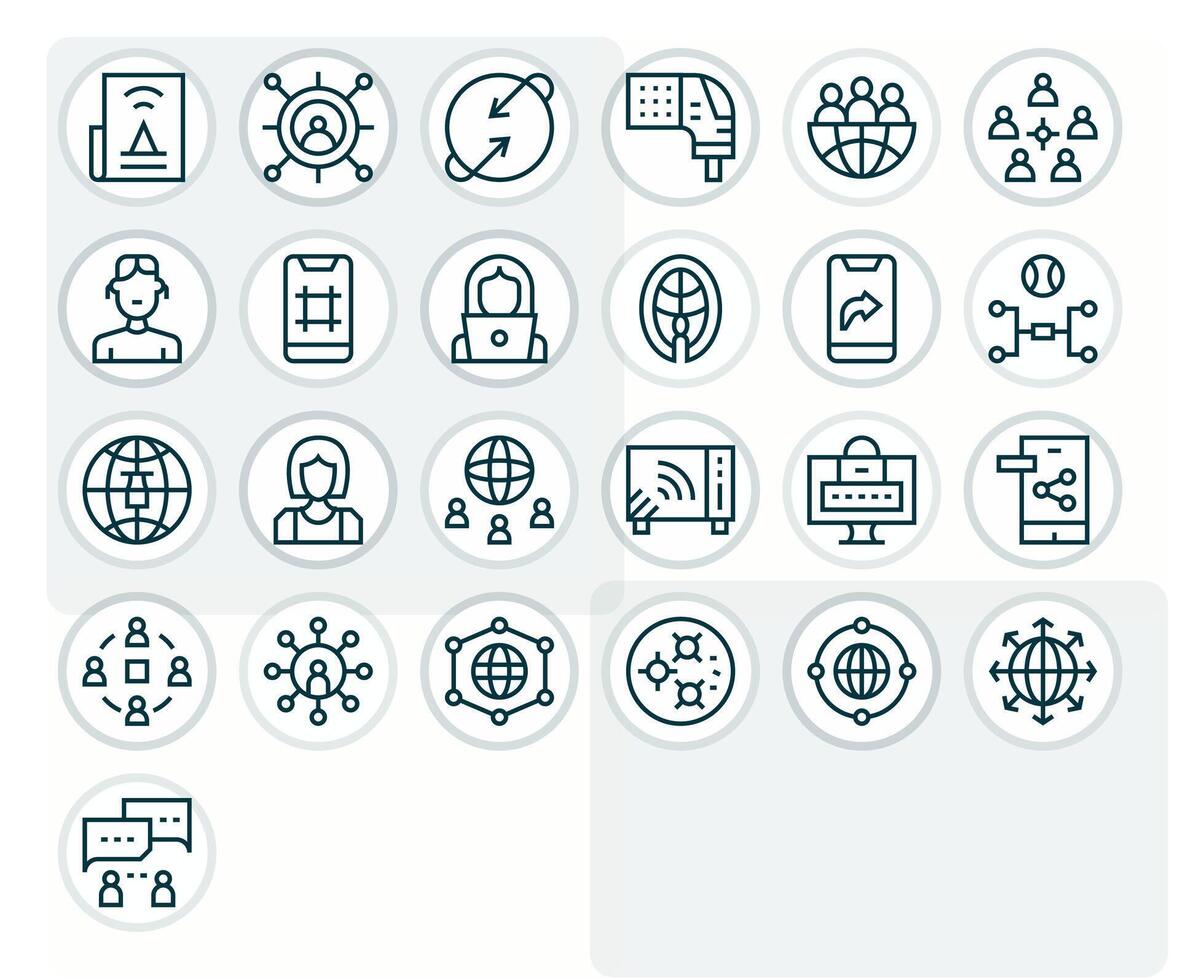 25 alto resolución íconos para redes en píxel alineado regular línea formato vector