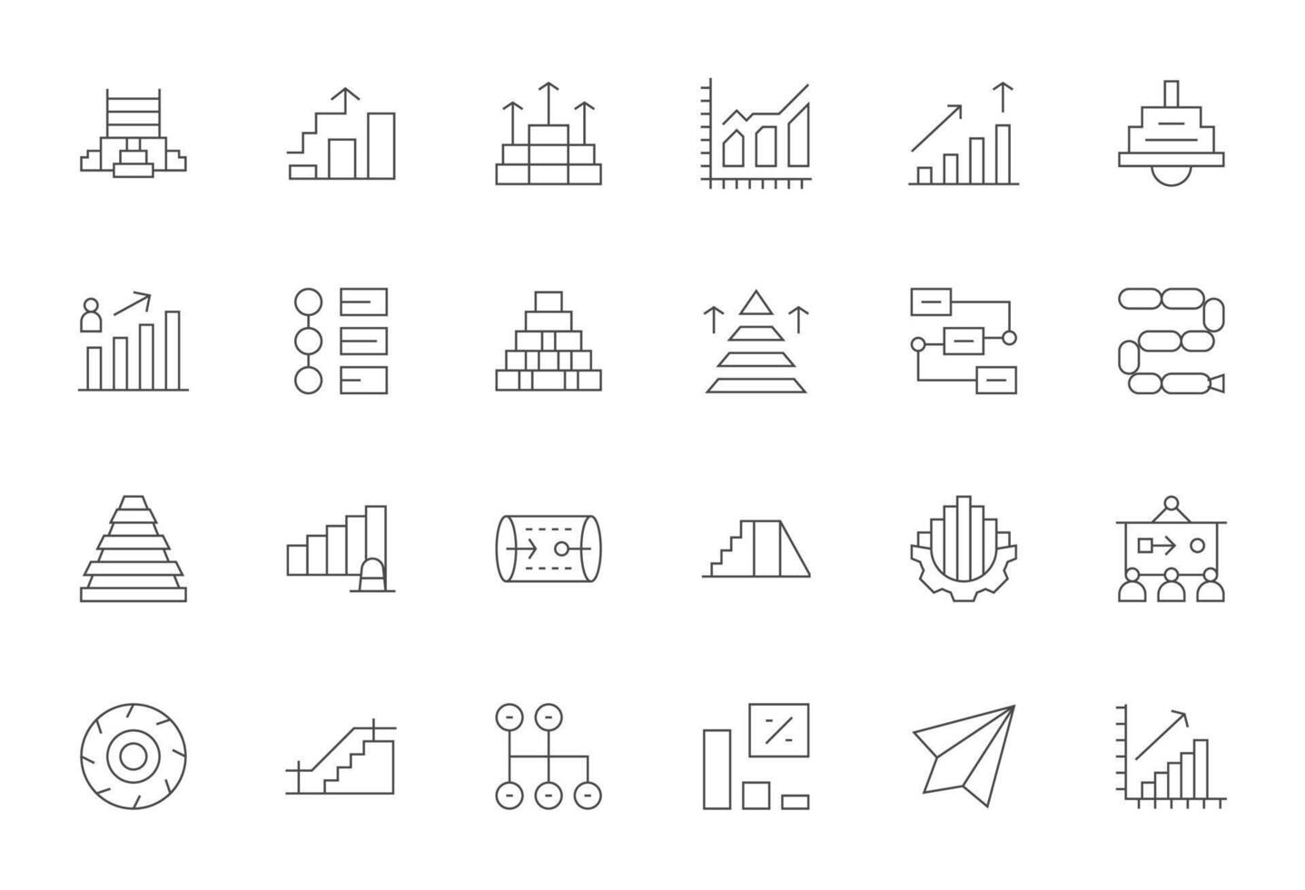 24 Thin Line Pixel Optimized Icons for Progression Graphics vector