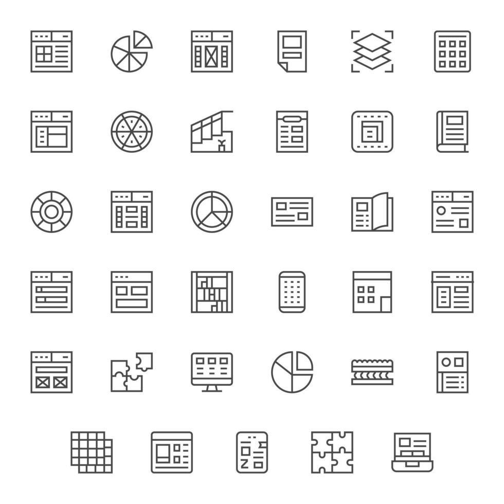 Sections Icon Repository containing 35 Regular Line 256x256 Pixel Aligned graphics vector