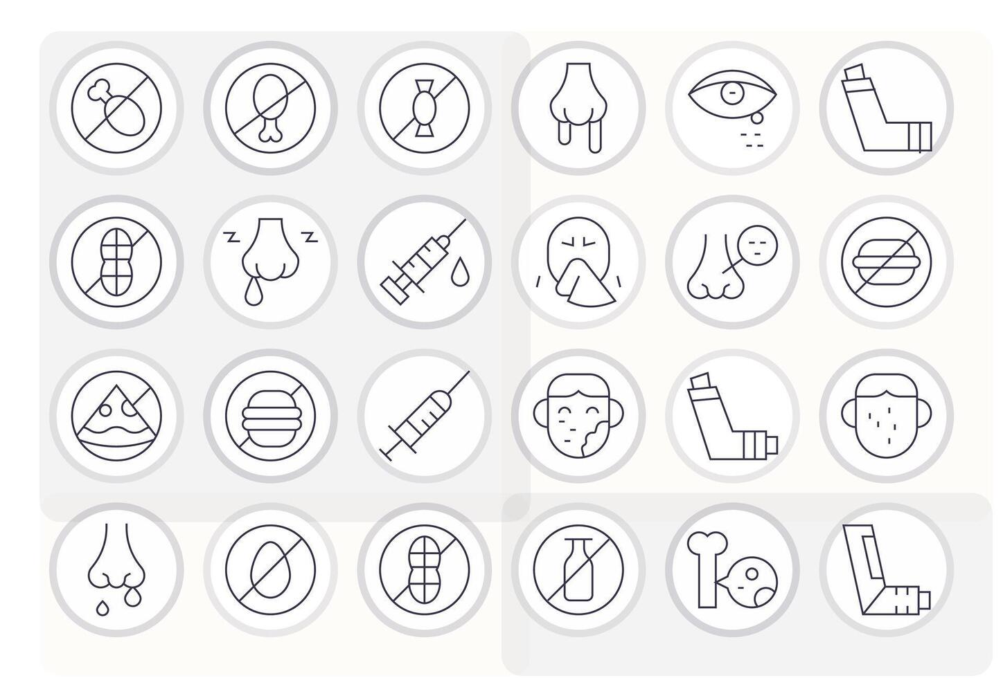 Allergy Graphics featuring 24 Thin Line Pixel Optimized High Resolution Designs vector