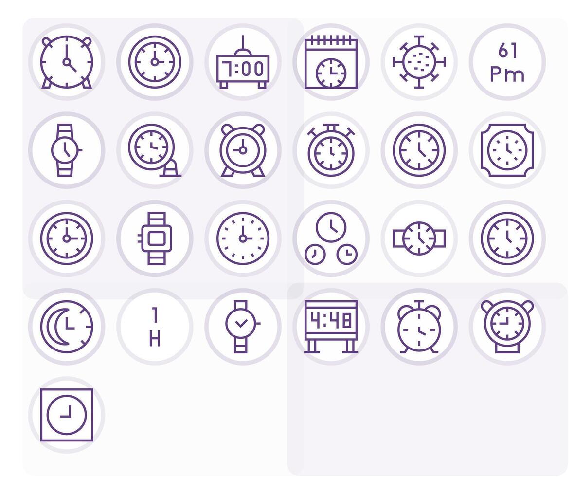 25 256x256 Icons for Hour in Display Perfect Regular Line Format vector