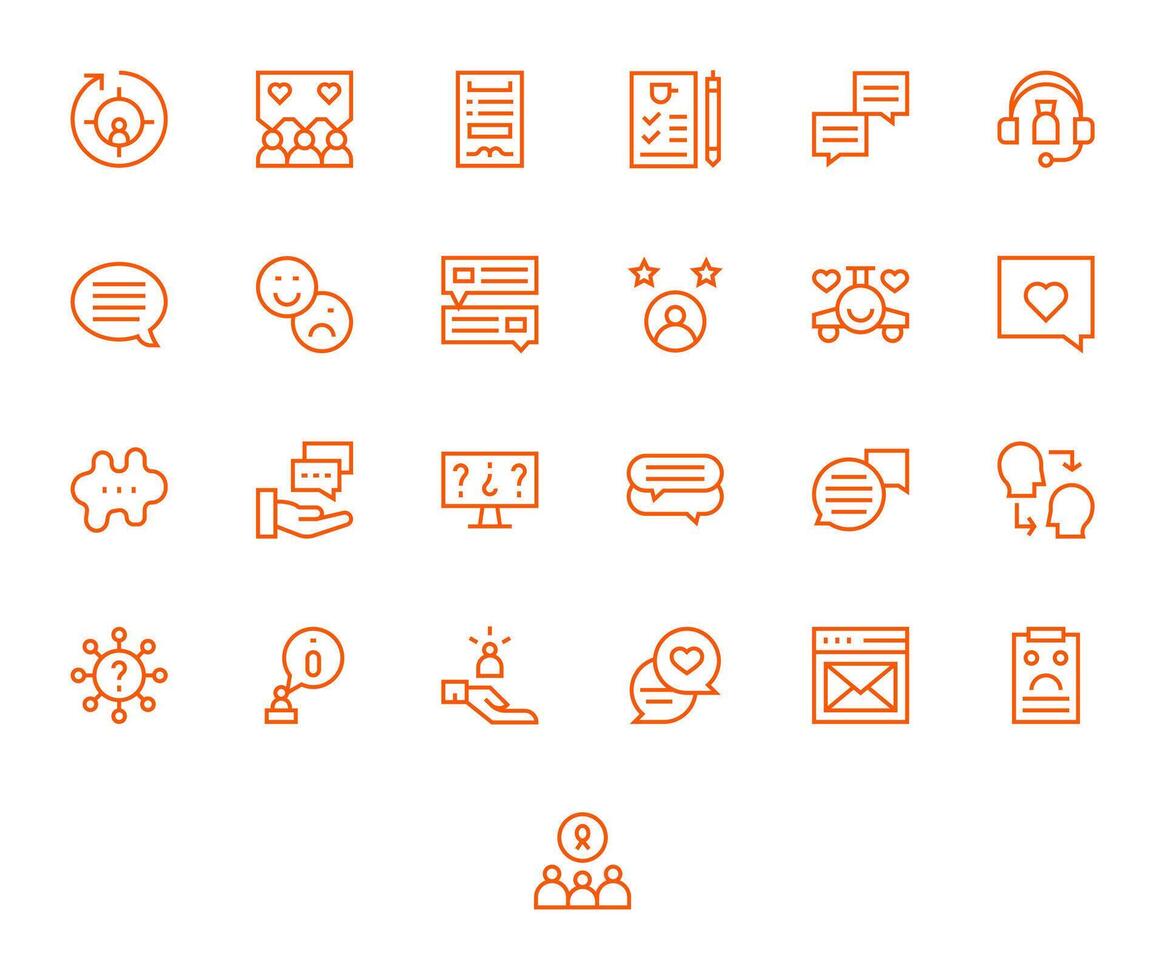 25 Regular Line Pixel Optimized High Resolution Icons from Feedback Suite vector