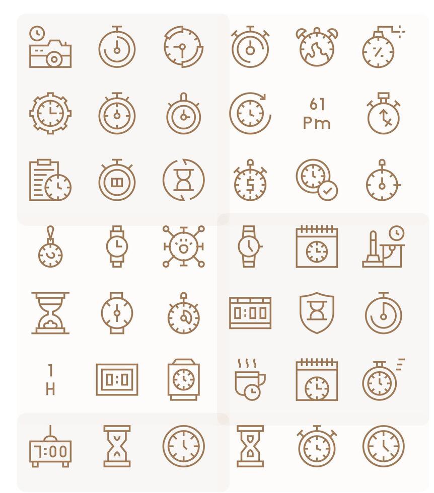 42 Regular Line Icons from Timer in Retina Ready PIXEL Perfect Quality vector