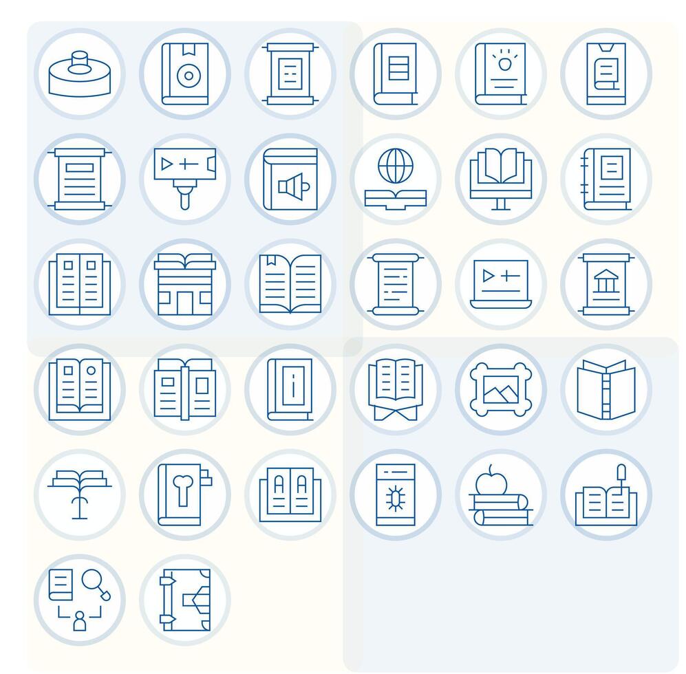 32 Thin Line Pixel Optimized Designs for Library 64x64 Icons vector