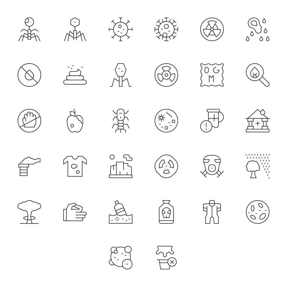 32 Thin Line PIXEL Perfect Icons crafted for Contamination High Resolution applications vector