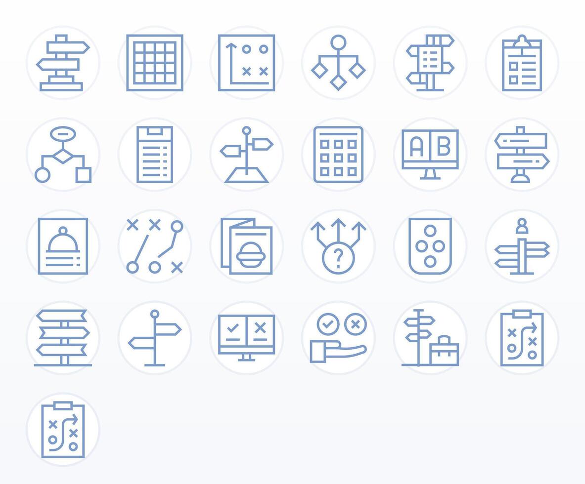 25 Icons inspired by Choices in Pixel Aligned 128x128 Regular Line quality vector