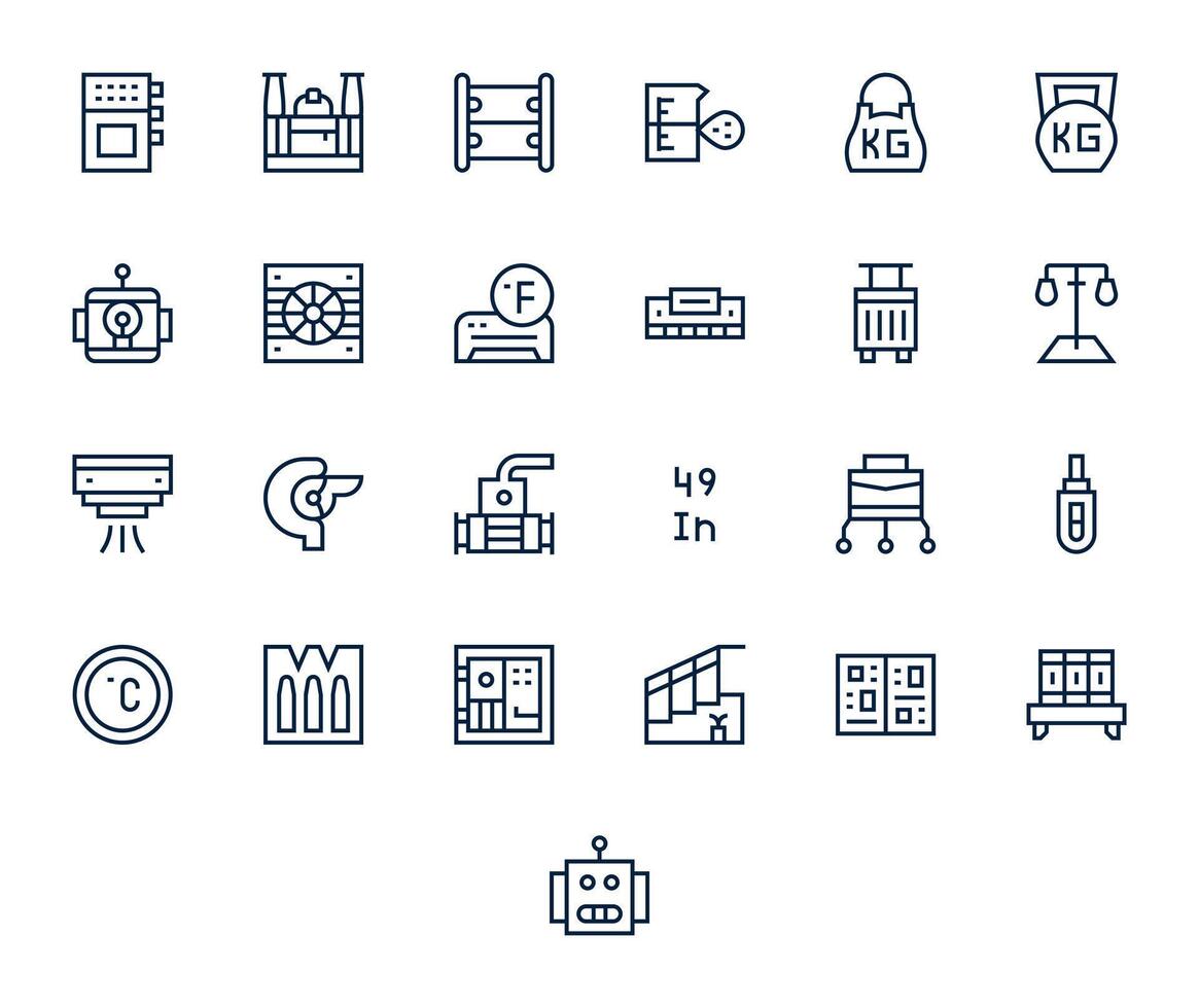 Unit Ultimate Package with 25 64x64 Regular Line Pixel Optimized Icons vector