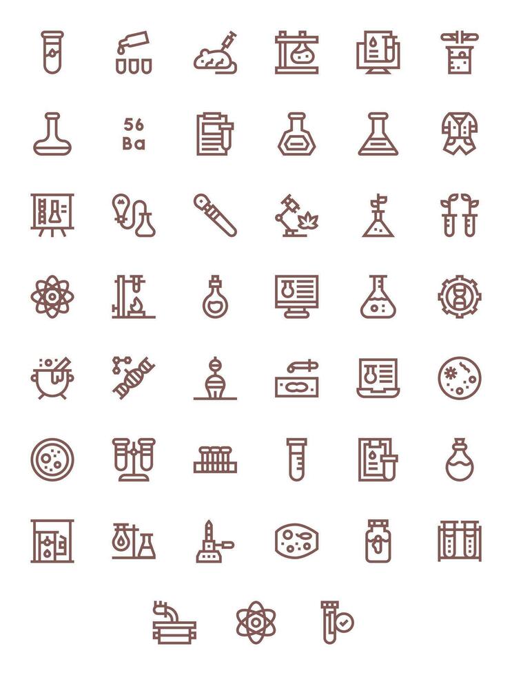 Experiment Visual Pack containing 45 Bold Line Pixel Optimized Icons vector