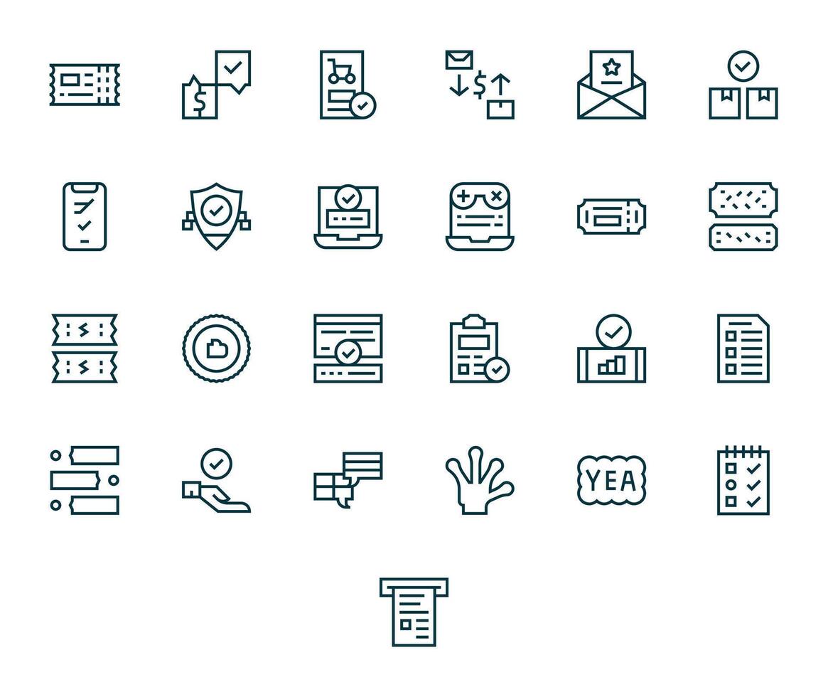 25 128x128 Regular Line Icons optimized for Confirmation Pixel Aligned display vector