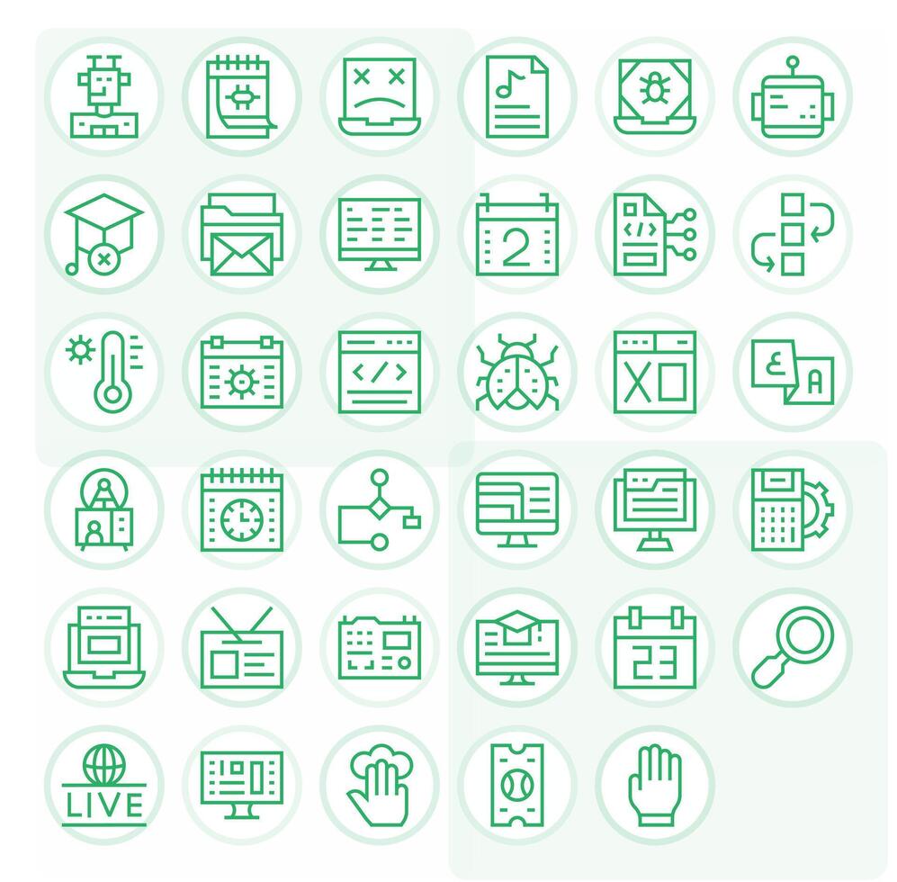 35 64x64 Regular Line Grid Fitted Icons for Program Projects vector