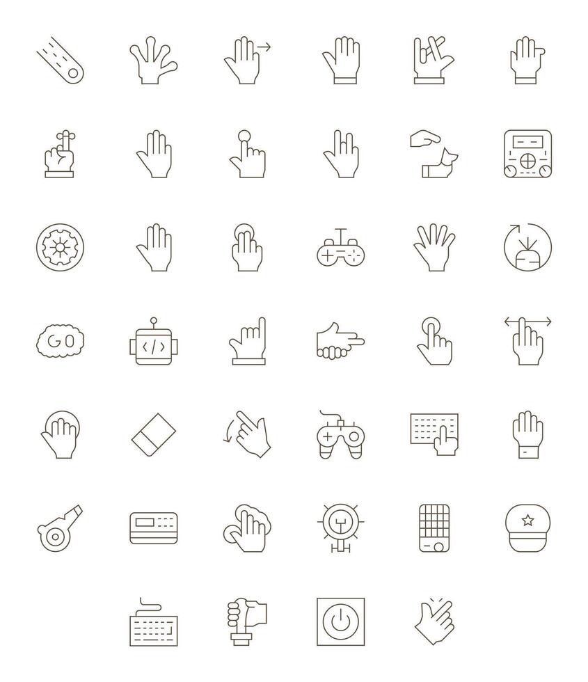 Command Essential Set including 40 Pixel Optimized Thin Line 256x256 Icons vector