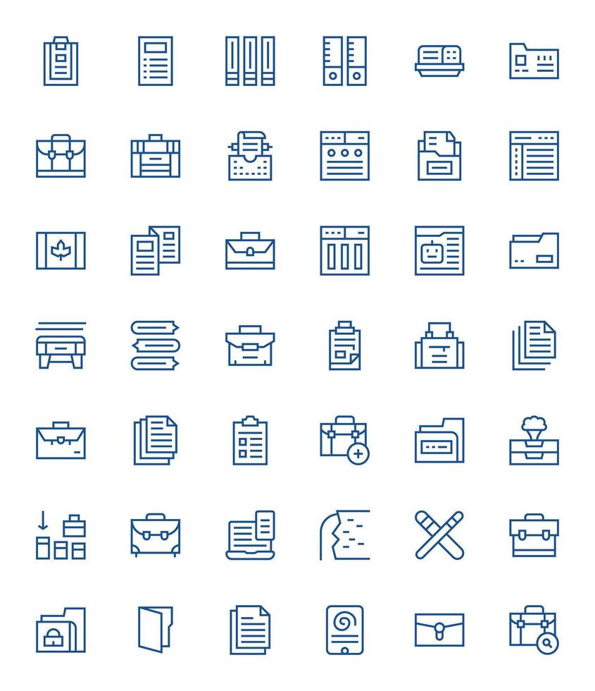 Files Essential Set including 42 Pixel Optimized Regular Line Retina Ready Icons vector