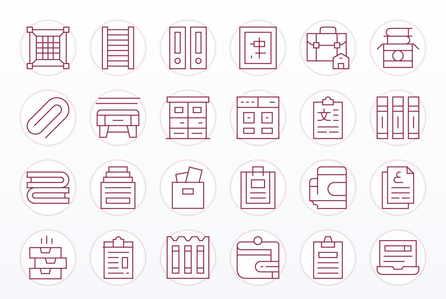 24 High Resolution Icons for Filing in Detail Enhanced Thin Line Format vector