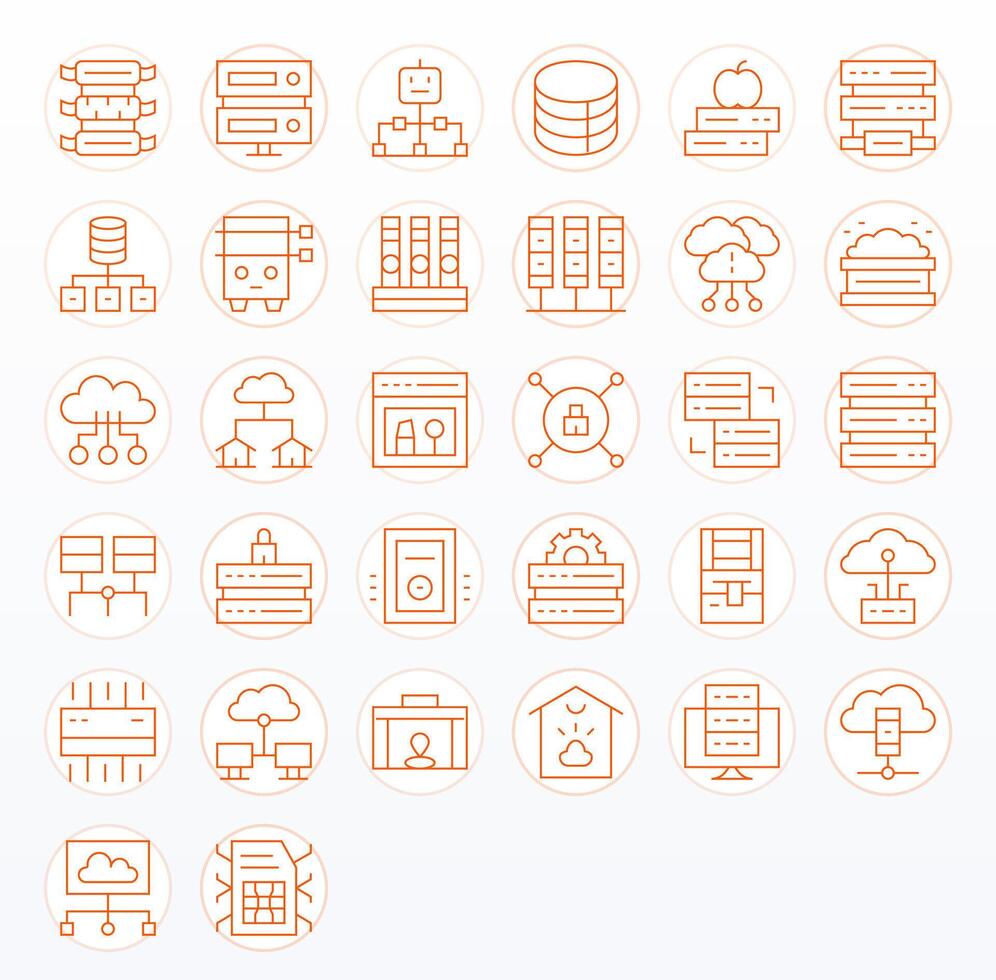 32 Delgado línea íconos desde datos centrar en 256x256 píxel optimizado calidad vector