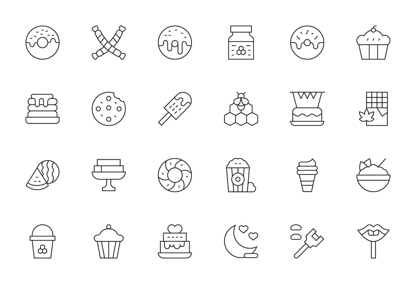 Sweet Graphics Pack including 24 Thin Line 256x256 Pixel Optimized Icons vector