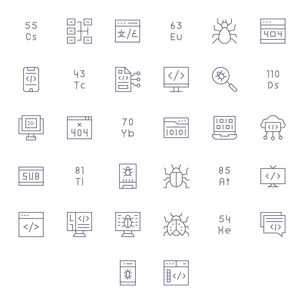 Code Icon Toolkit featuring 32 PIXEL Perfect 256x256 Thin Line elements vector