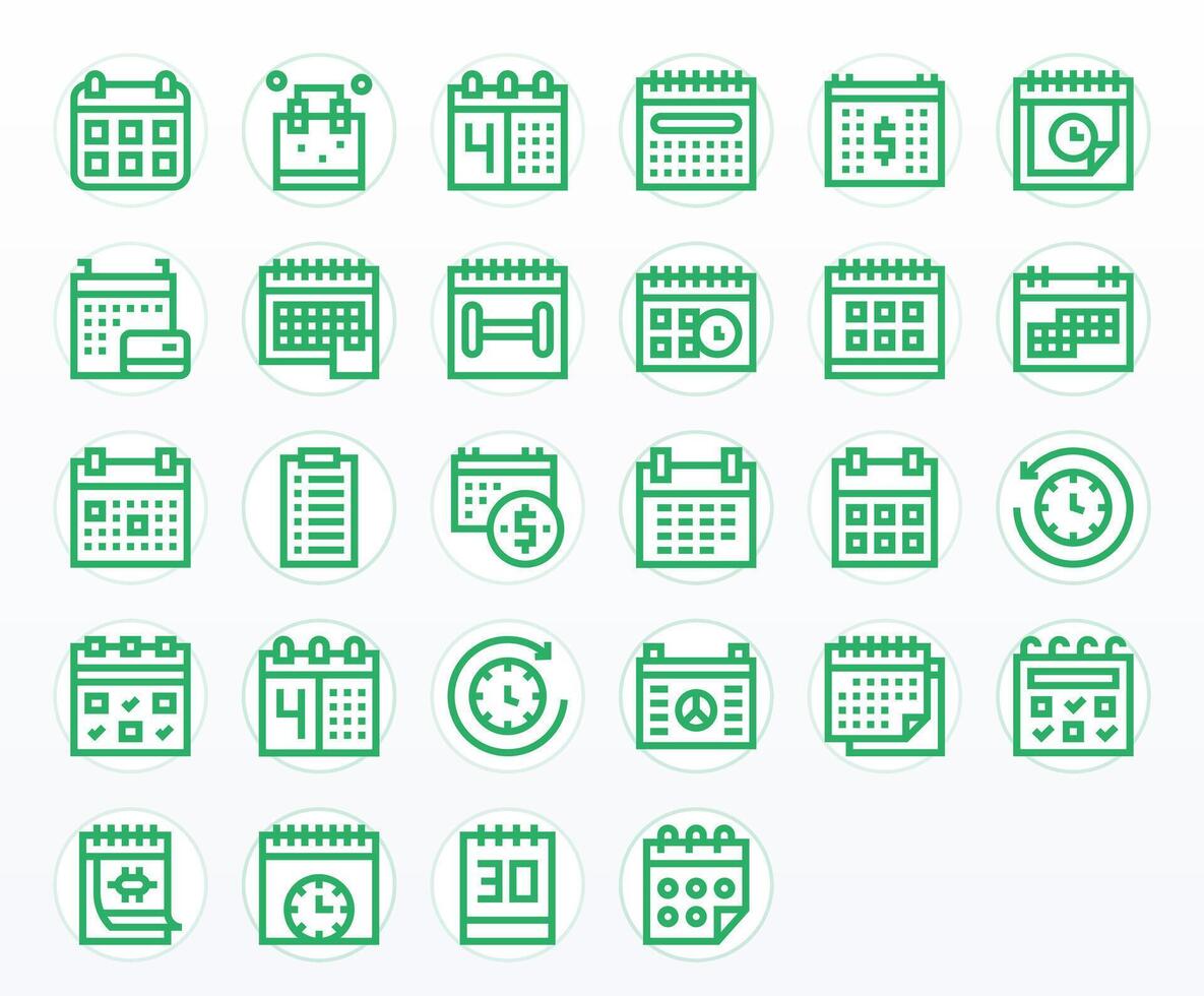 28 Pixel Aligned Bold Line Icons designed for Yearly Interface vector