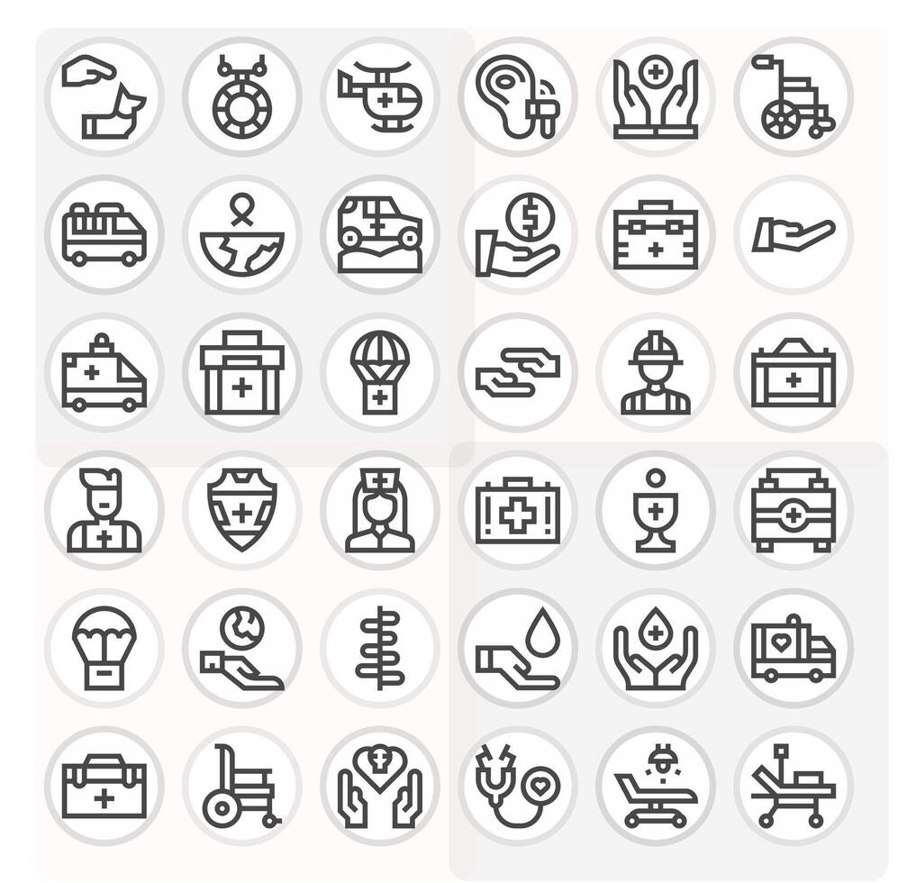 36 Bold Line Icons for Aid in crisp High Resolution Pixel Optimized resolution vector