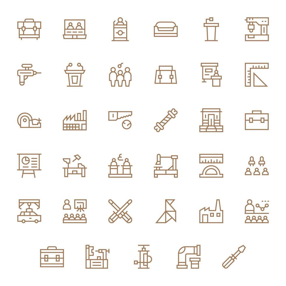 Workshop Exclusive Set featuring 35 Regular Line Grid Fitted High Resolution Icons vector