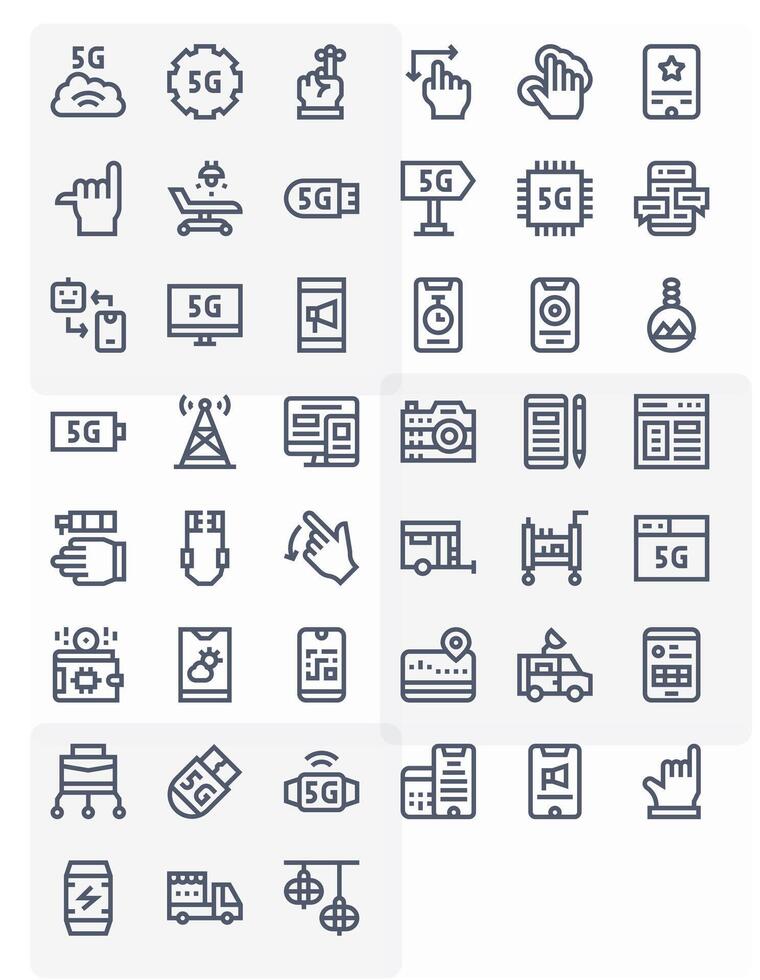 Mobile Design Icons featuring 45 Pixel Optimized Bold Line Style vector