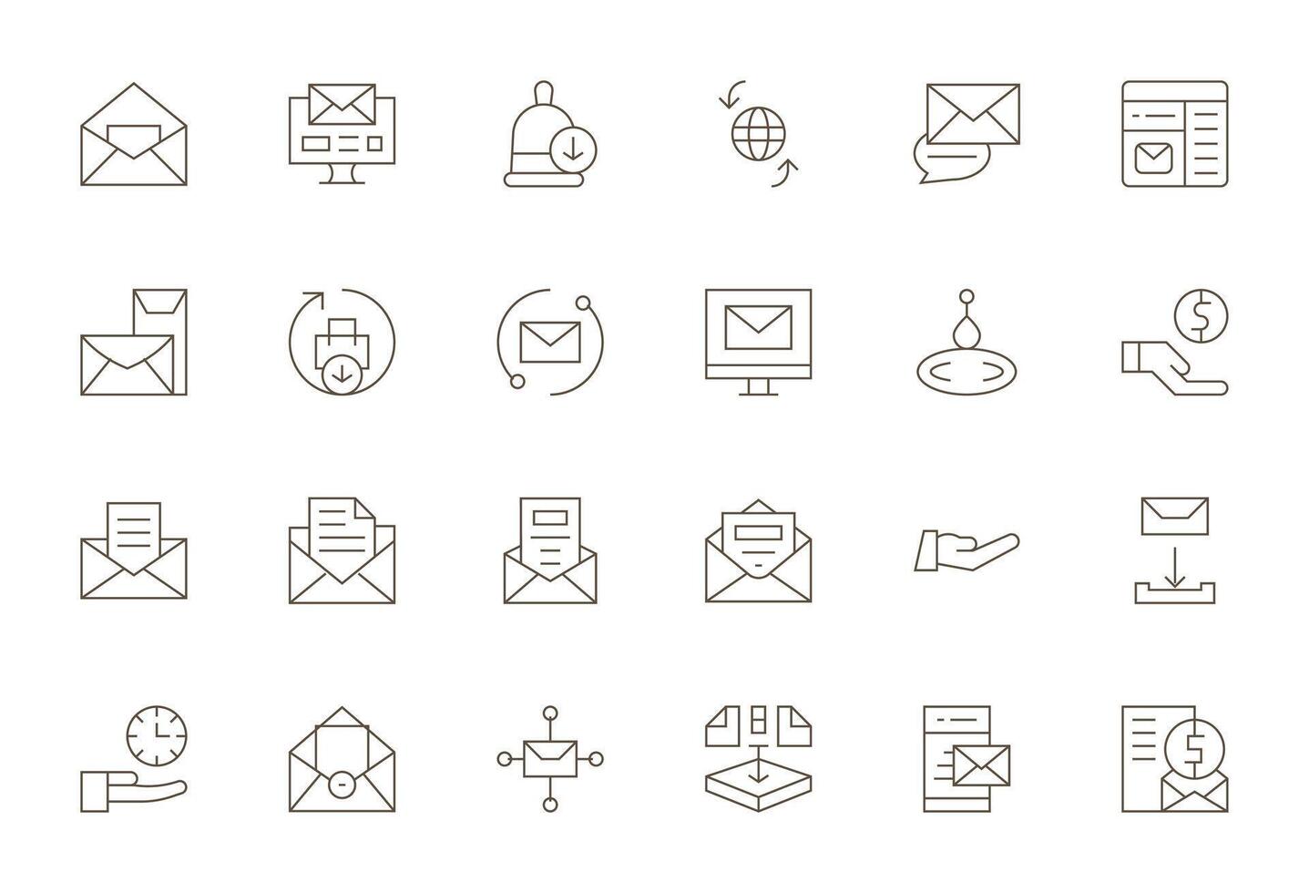 Receive High Resolution Icon Pack with 24 Thin Line Display Perfect Elements vector