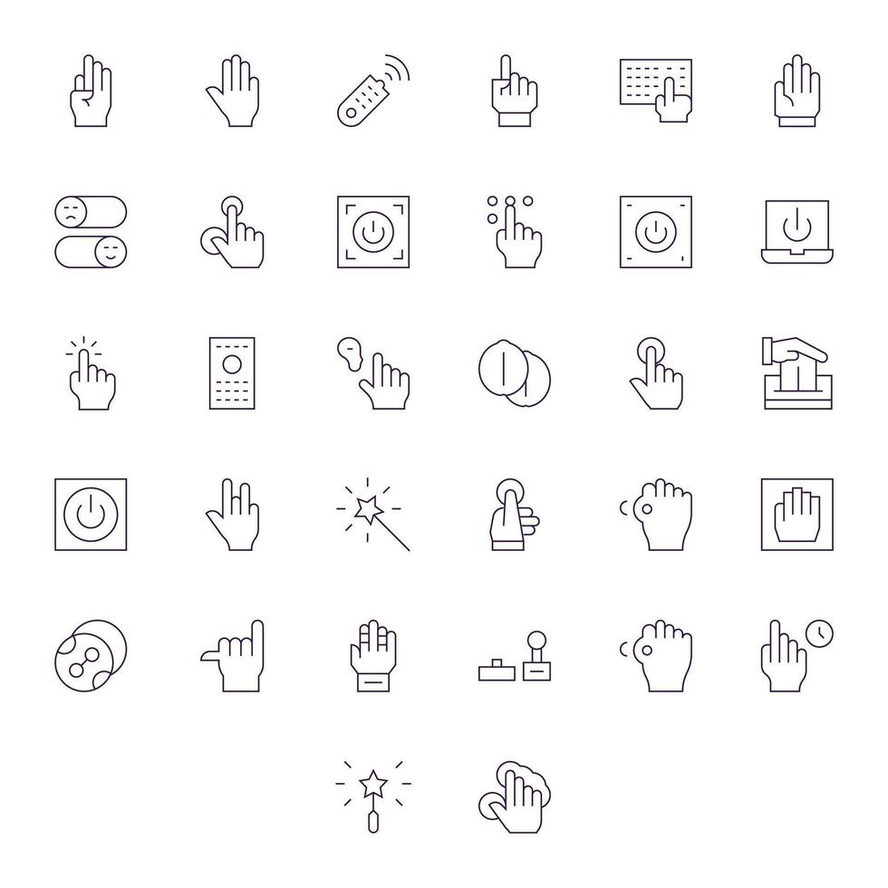 32 Pixel Aligned Icons themed around Activate in 128x128 Thin Line format vector