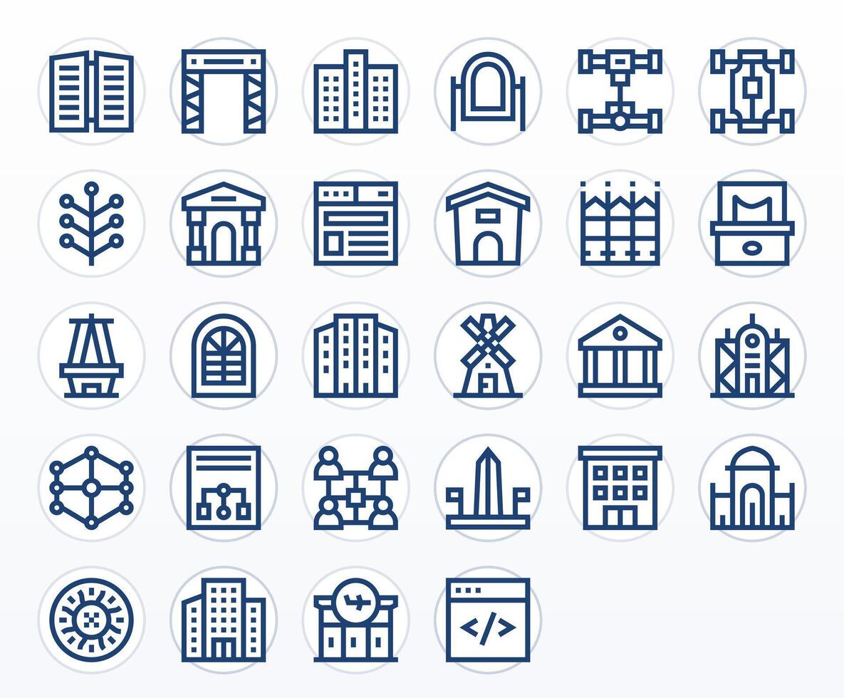 Structure Icon Toolkit featuring 28 Pixel Aligned High Resolution Bold Line elements vector