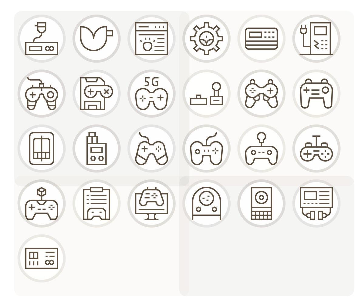 25 Detail Enhanced Regular Line Icons designed for Console Interface vector